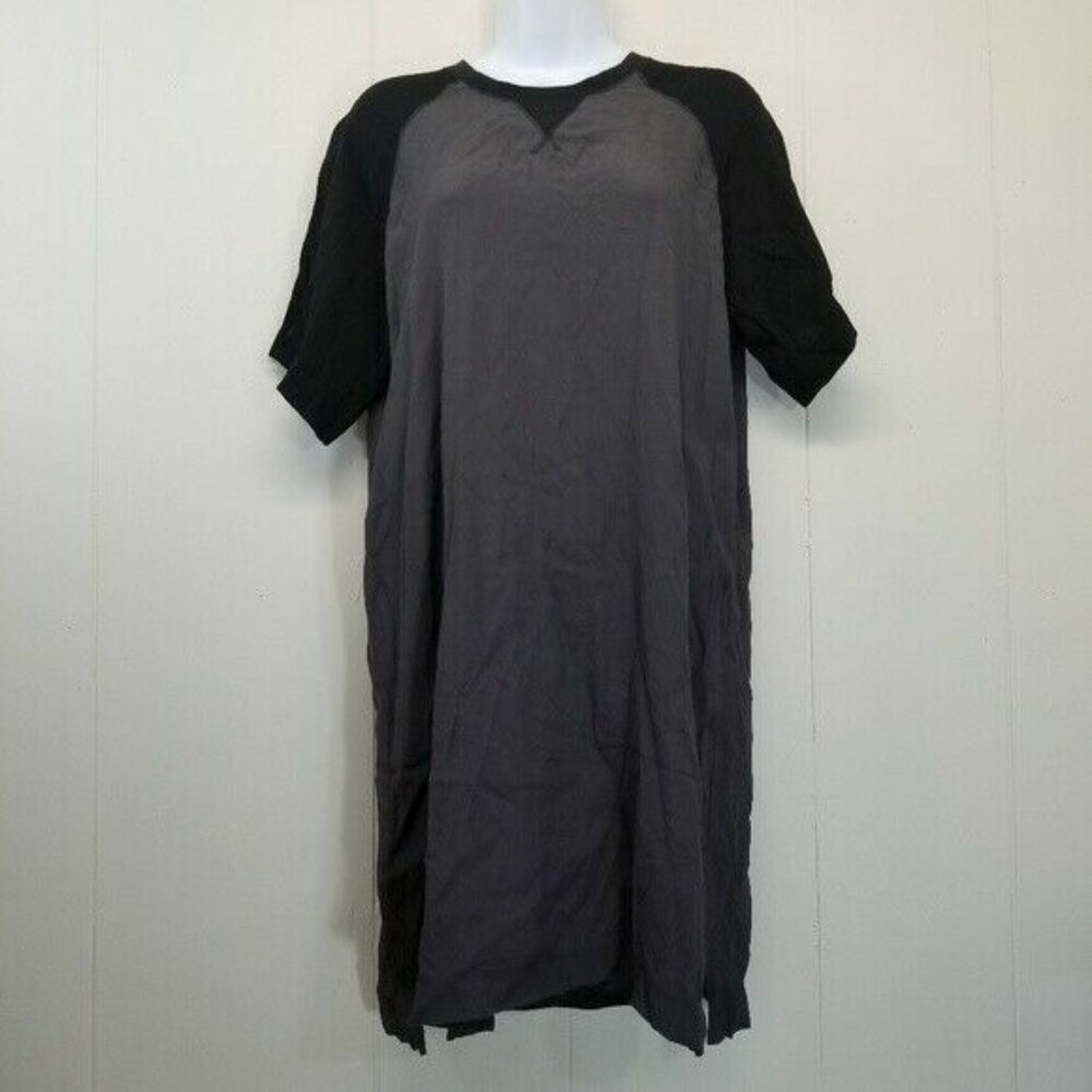 Madewell SMALL Colorblock T Shirt Dress Black Gray Mini‎ Lightweight Back Zipper